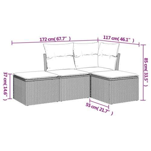 Vrtna garnitura - 4-dijelni set vrtnih sofa od poliratana s jastucima crni - Crna i krem Bez stola 1 Cijena