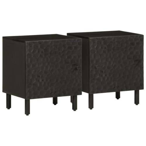 Noćni ormarići 2 kom crni 40x33x46 cm od masivnog drva manga - Crna 2 masivno drvo manga Cijena