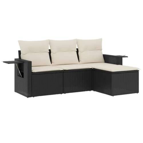 Vrtna garnitura - 4-dijelni set vrtnih sofa od poliratana s jastucima crni - Crna i krem Bez stola 1 Cijena