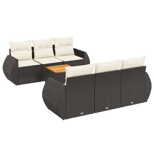 Vrtna garnitura - 7-dijelni set vrtnih sofa od poliratana s jastucima crni - Crna i krem 1 Cijena