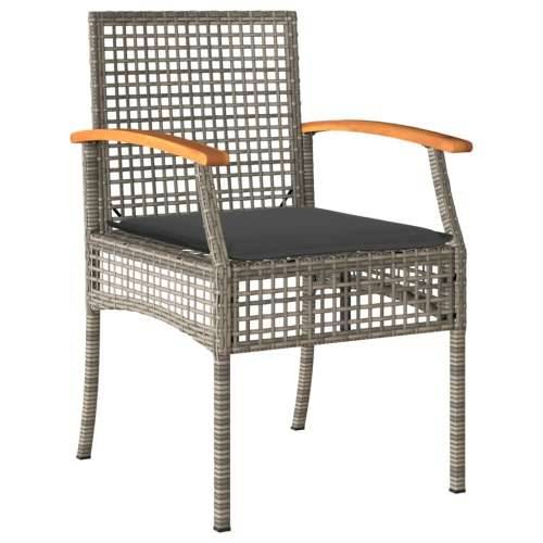 3-dijelni bistro set s jastucima poliratan i drvo bagrema sivi - Siva poly rattan and acacia wood 2 Cijena