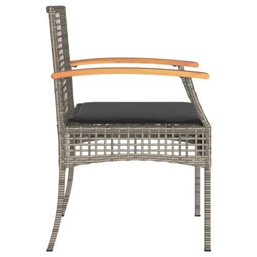 3-dijelni bistro set s jastucima poliratan i drvo bagrema sivi - Siva poly rattan and acacia wood 2 Cijena