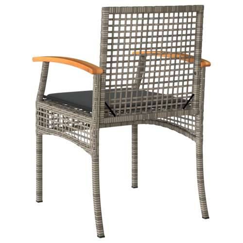 3-dijelni bistro set s jastucima poliratan i drvo bagrema sivi - Siva poly rattan and acacia wood 2 Cijena