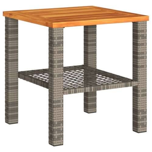 3-dijelni bistro set s jastucima poliratan i drvo bagrema sivi - Siva poly rattan and acacia wood 2 Cijena