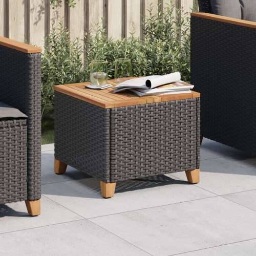 Vrtni stol crni 45 x 45 x 37 cm od poliratana i bagremovog drva - Crna 1 Cijena