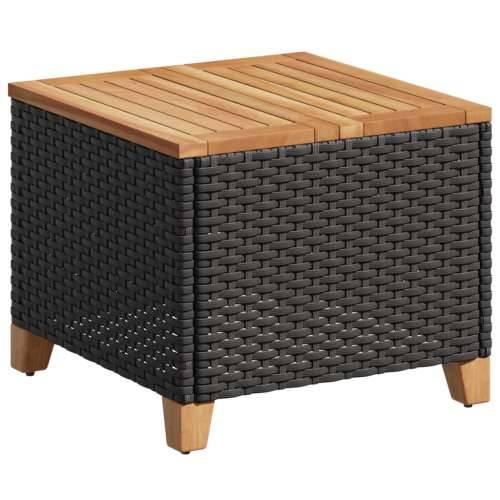 Vrtni stol crni 45 x 45 x 37 cm od poliratana i bagremovog drva - Crna 1 Cijena