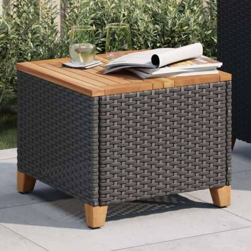 Vrtni stol crni 45 x 45 x 37 cm od poliratana i bagremovog drva - Crna 1 Cijena
