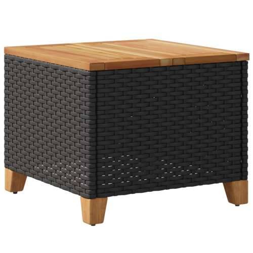 Vrtni stol crni 45 x 45 x 37 cm od poliratana i bagremovog drva - Crna 1 Cijena