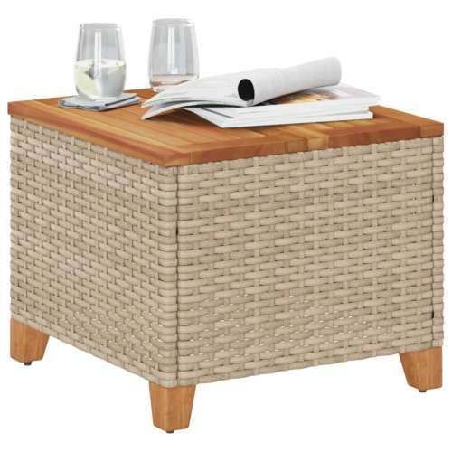 Vrtni stol bež 45 x 45 x 37 cm od poliratana i bagremovog drva - Bež 1 Cijena
