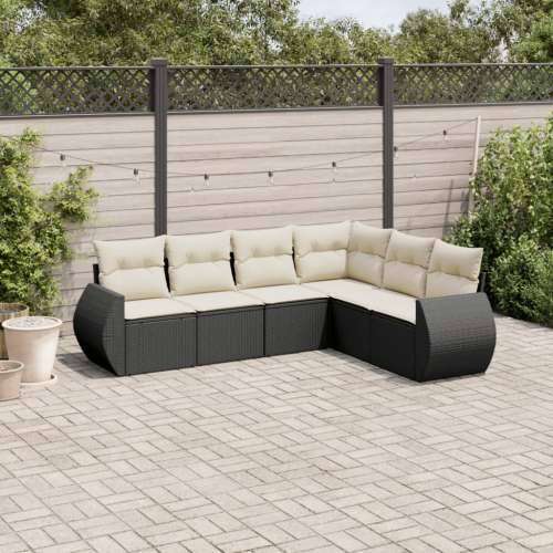 Vrtna garnitura - 6-dijelni set vrtnih sofa s jastucima crni od poliratana - Crna i krem Bez stola 1 Cijena