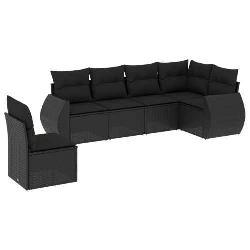 Vrtna garnitura - 6-dijelni set vrtnih sofa s jastucima crni od poliratana - Crna Bez stola 1 Cijena