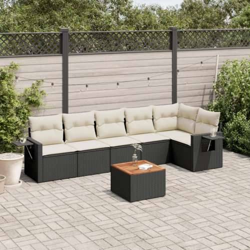 Vrtna garnitura - 7-dijelni set vrtnih sofa od poliratana s jastucima crni Cijena