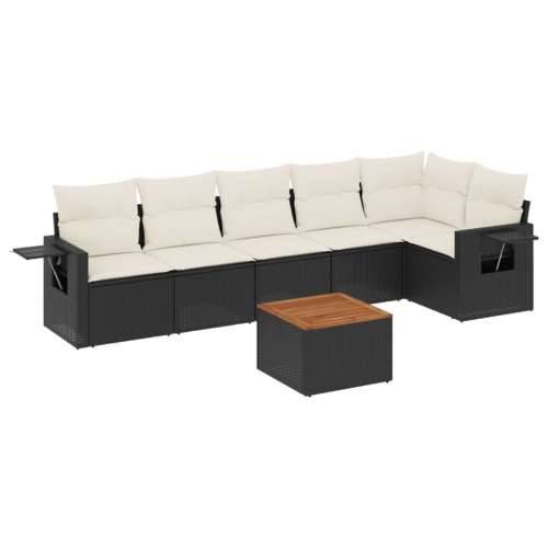 Vrtna garnitura - 7-dijelni set vrtnih sofa od poliratana s jastucima crni Cijena