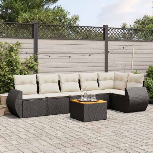 Vrtna garnitura - 4-dijelni set vrtnih sofa od poliratana s jastucima crni Crna i krem stol + kutna + 3x srednja 1 Cijena