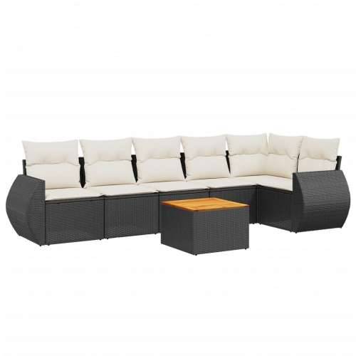 Vrtna garnitura - 4-dijelni set vrtnih sofa od poliratana s jastucima crni Crna i krem stol + kutna + 3x srednja 1 Cijena