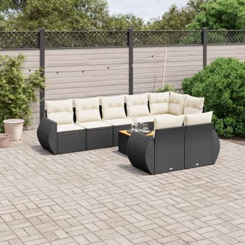 Vrtna garnitura - 9-dijelni set vrtnih sofa s jastucima crni od poliratana Cijena