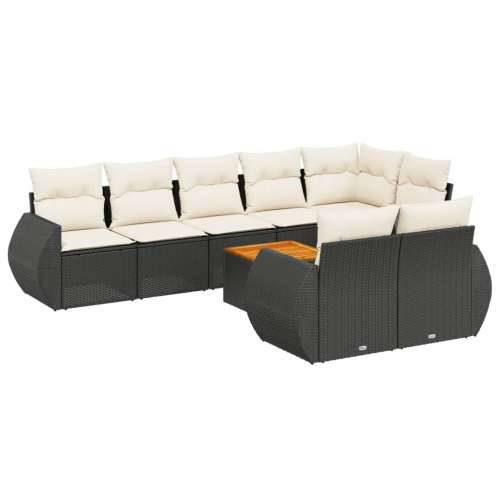 Vrtna garnitura - 9-dijelni set vrtnih sofa s jastucima crni od poliratana Cijena