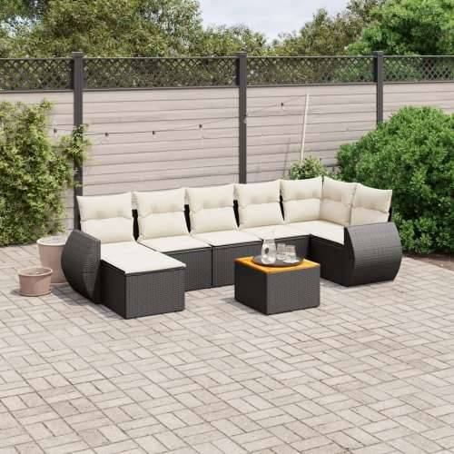 Vrtna garnitura - 9-dijelni set vrtnih sofa od poliratana s jastucima crni Crna i krem 3x srednja + stol + kutna 7 Cijena
