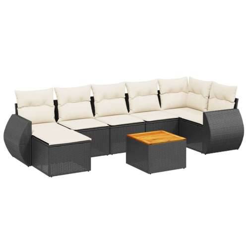 Vrtna garnitura - 9-dijelni set vrtnih sofa od poliratana s jastucima crni Crna i krem 3x srednja + stol + kutna 7 Cijena