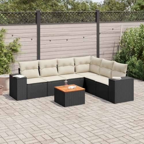 Vrtna garnitura - 4-dijelni set vrtnih sofa od poliratana s jastucima crni Crna i krem kutna + stol + 3x srednja 1 Cijena
