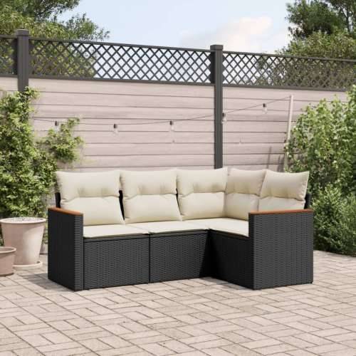 Vrtna garnitura - 4-dijelni set vrtnih sofa od poliratana s jastucima crni Cijena