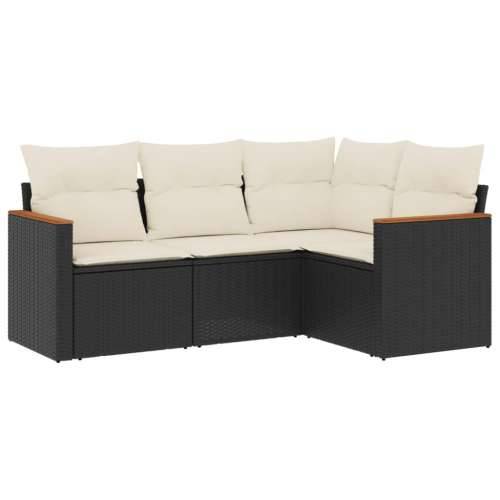 Vrtna garnitura - 4-dijelni set vrtnih sofa od poliratana s jastucima crni Cijena
