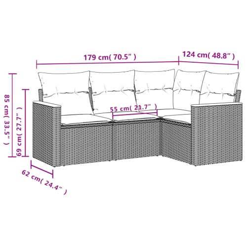 Vrtna garnitura - 4-dijelni set vrtnih sofa od poliratana s jastucima crni Cijena