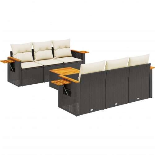 Vrtna garnitura - 7-dijelni set vrtnih sofa od poliratana s jastucima crni Cijena