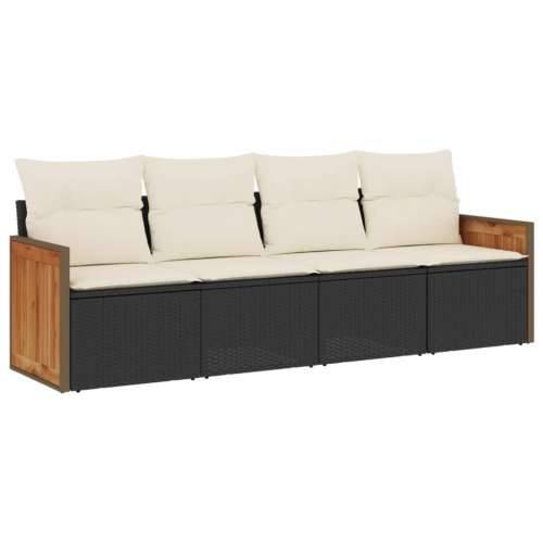 Vrtna garnitura - 4-dijelni set vrtnih sofa od poliratana s jastucima crni - Crna i krem Bez stola 1 Cijena