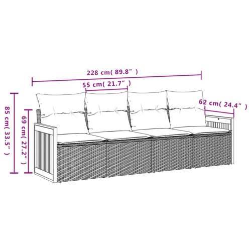 Vrtna garnitura - 4-dijelni set vrtnih sofa od poliratana s jastucima crni - Crna i krem Bez stola 1 Cijena