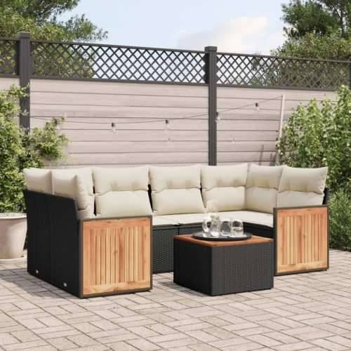 Vrtna garnitura - 4-dijelni set vrtnih sofa od poliratana s jastucima crni Crna i krem 1 Cijena
