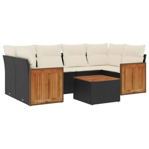 Vrtna garnitura - 4-dijelni set vrtnih sofa od poliratana s jastucima crni Crna i krem 1 Cijena
