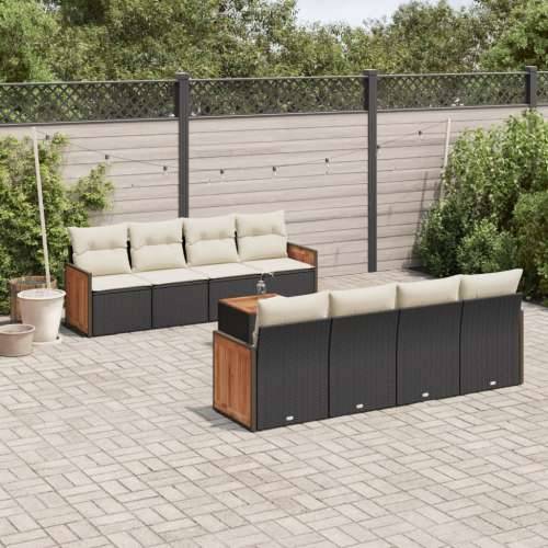 Vrtna garnitura - 9-dijelni set vrtnih sofa s jastucima crni od poliratana - Crna i krem 1 Cijena