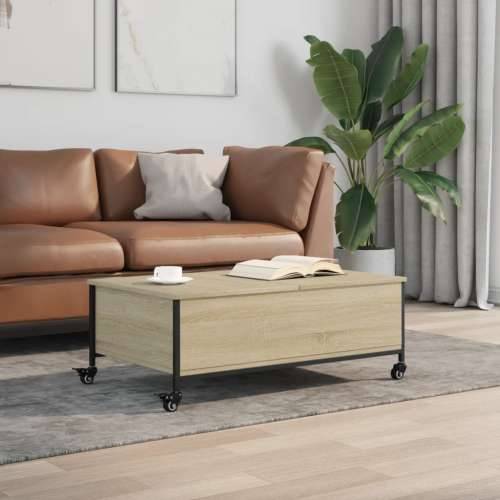Stolić za kavu s kotačima boja hrasta sonome 91x55x34 cm drveni - sonoma hrast 1 Cijena