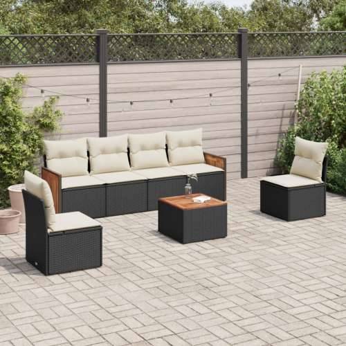 Vrtna garnitura - 7-dijelni set vrtnih sofa od poliratana s jastucima crni Cijena