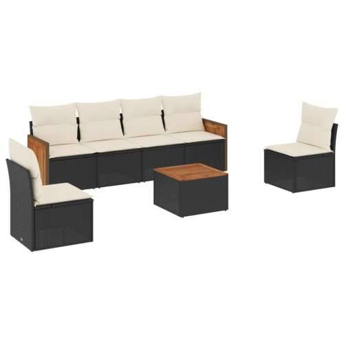 Vrtna garnitura - 7-dijelni set vrtnih sofa od poliratana s jastucima crni Cijena
