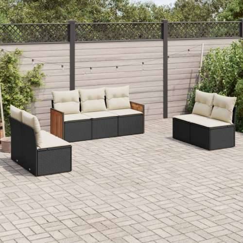 Vrtna garnitura - 4-dijelni set vrtnih sofa od poliratana s jastucima crni Crna i krem Bez stola 1 Cijena