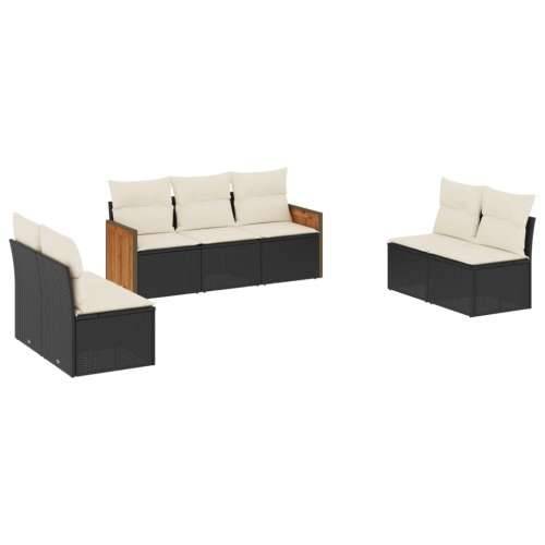 Vrtna garnitura - 4-dijelni set vrtnih sofa od poliratana s jastucima crni Crna i krem Bez stola 1 Cijena