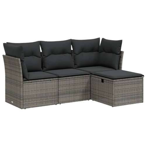 Vrtna garnitura - 4-dijelni set vrtnih sofa od poliratana s jastucima sivi - Siva bez spremišta 1 Cijena