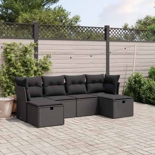 Vrtna garnitura - 5-dijelni set vrtnih sofa s jastucima crni od poliratana Crna bez spremišta 6 Cijena