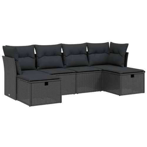 Vrtna garnitura - 5-dijelni set vrtnih sofa s jastucima crni od poliratana Crna bez spremišta 6 Cijena