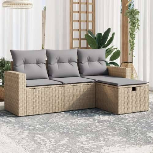 Vrtna garnitura - 4-dijelni set vrtnih sofa s jastucima bež od poliratana Cijena