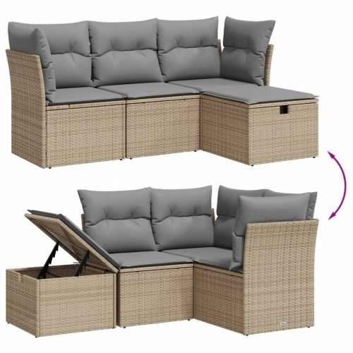 Vrtna garnitura - 4-dijelni set vrtnih sofa s jastucima bež od poliratana Cijena