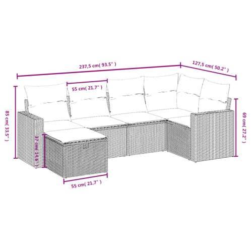 Vrtna garnitura - 6-dijelni set vrtnih sofa s jastucima bež od poliratana - bež i siva bez spremišta 6 Cijena