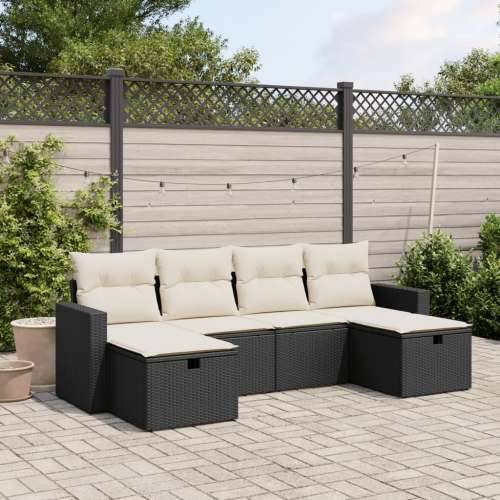 Vrtna garnitura - 6-dijelni set vrtnih sofa s jastucima crni od poliratana Cijena