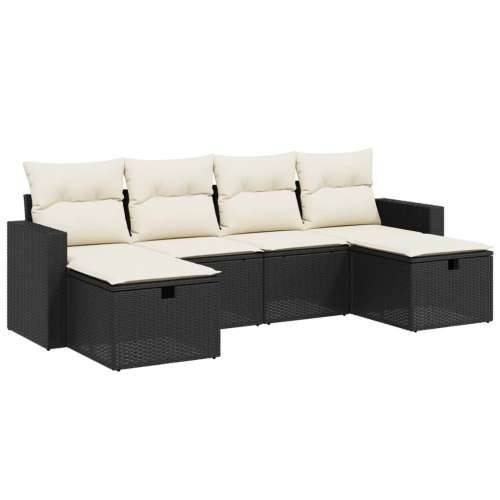Vrtna garnitura - 6-dijelni set vrtnih sofa s jastucima crni od poliratana Cijena