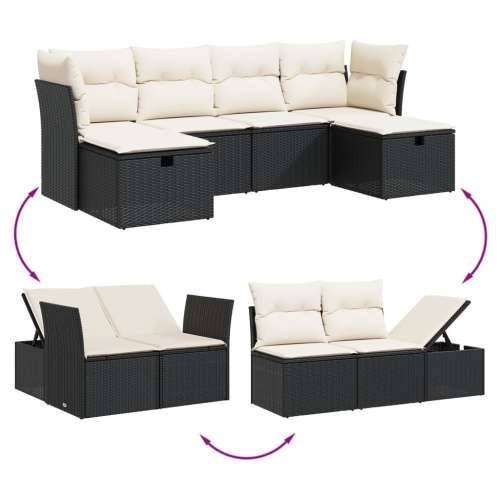 Vrtna garnitura - 6-dijelni set vrtnih sofa s jastucima crni od poliratana Cijena