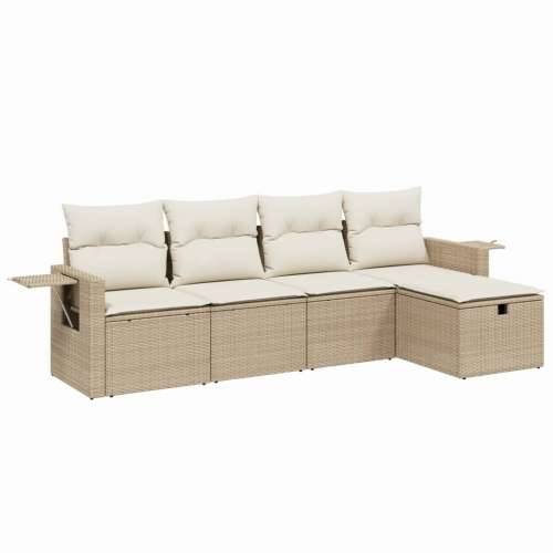 5-dijelni vrtni set sofa s jastucima bež od poliratana Cijena