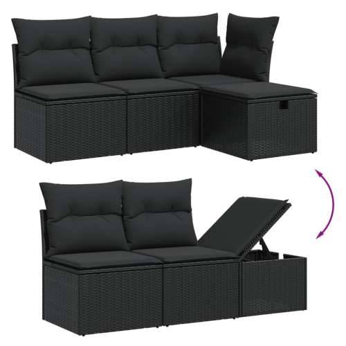 Vrtna garnitura - 6-dijelni set vrtnih sofa s jastucima crni od poliratana Cijena