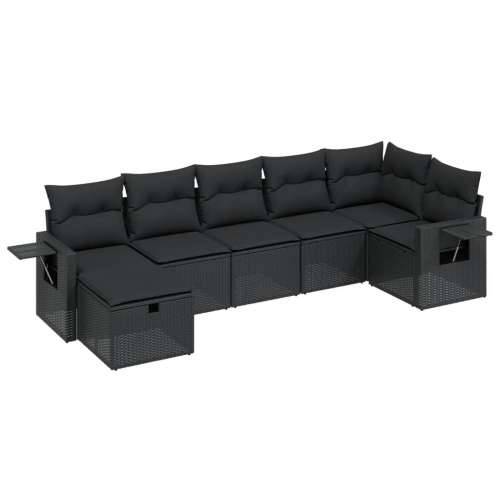 Vrtna garnitura - 7-dijelni set vrtnih sofa od poliratana s jastucima crni Cijena